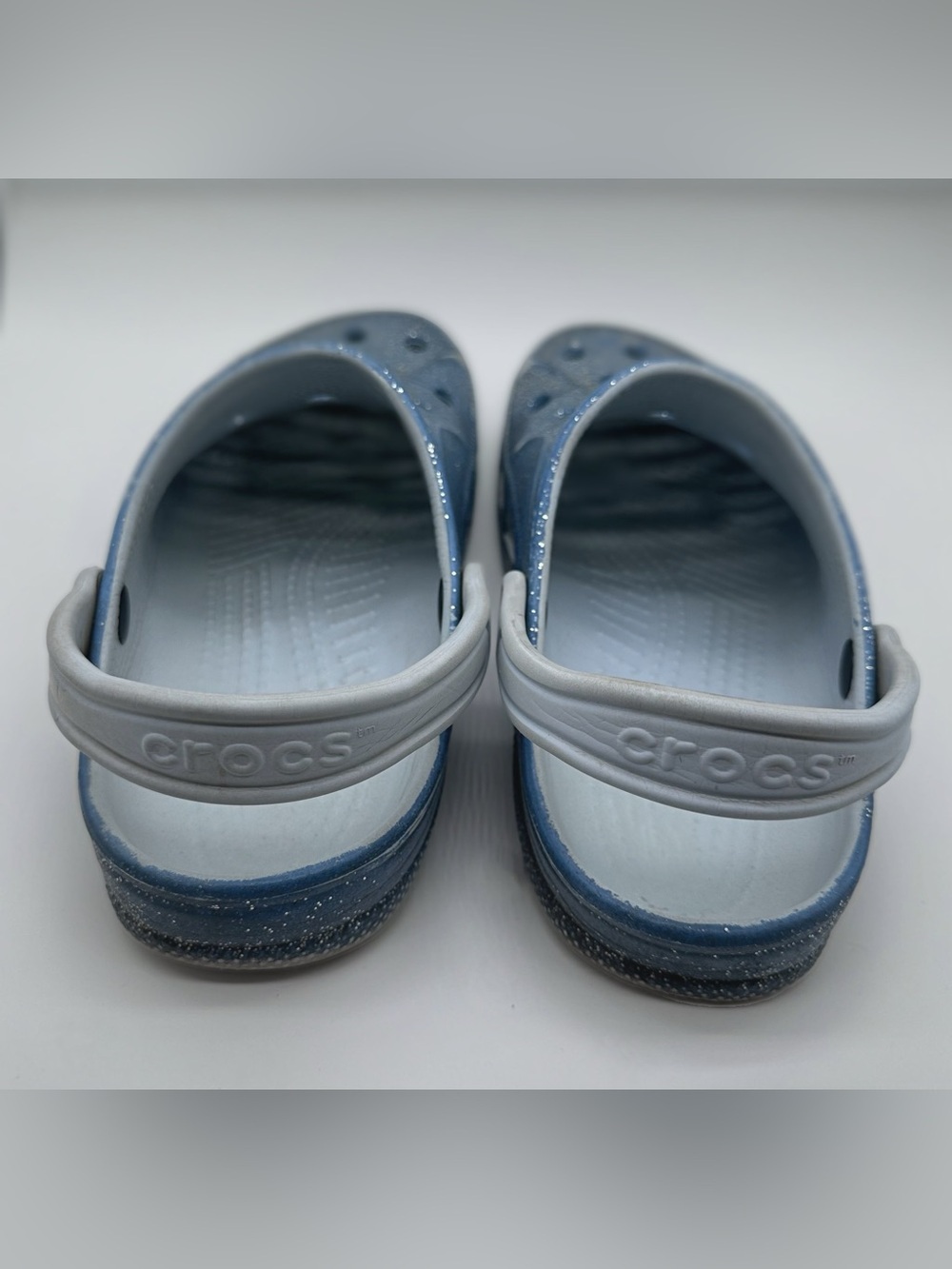 Y2K Crocs Classic Glitter Clogs Blue Sparkle Slip-On Shoes | Women’s Size 10 - Picture 4 of 6